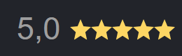 Avaliação 5,0 com cinco estrelas